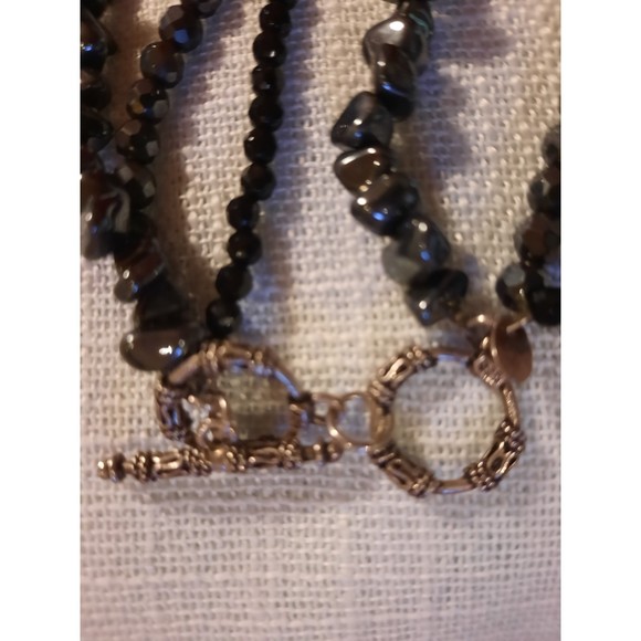 SILPADA Sterling Silver, Black Onyx, & Hematite 3 Strand Vintage Necklace - Picture 2 of 8